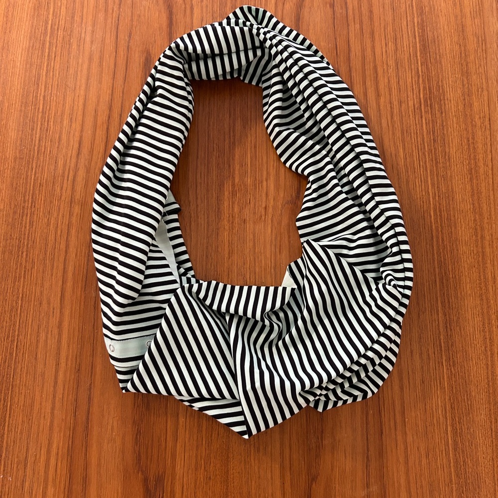 Black and White Striped Infinity Scarf